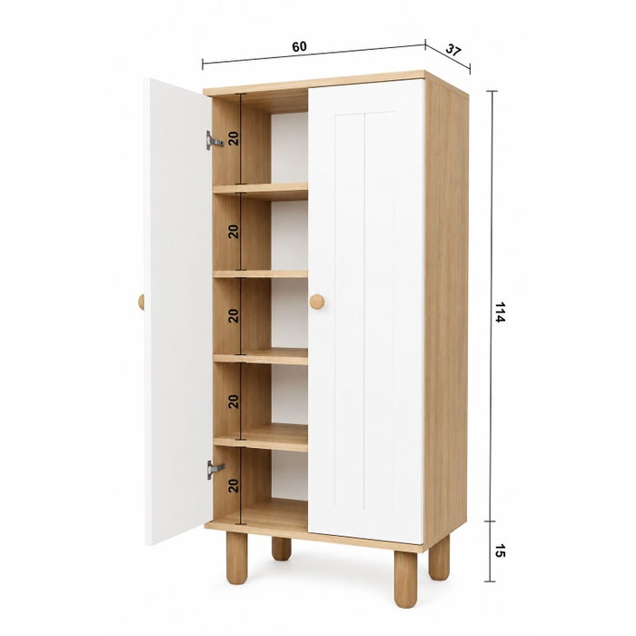 Hanah Home Ayka 1600-205 Armario Multiusos Blanco y Nogal